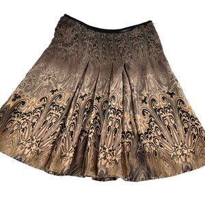 Axcess By Liz Claiborne‎ Brown Black Pleated A-Line Skirt 8 Boho Ombre Pleated